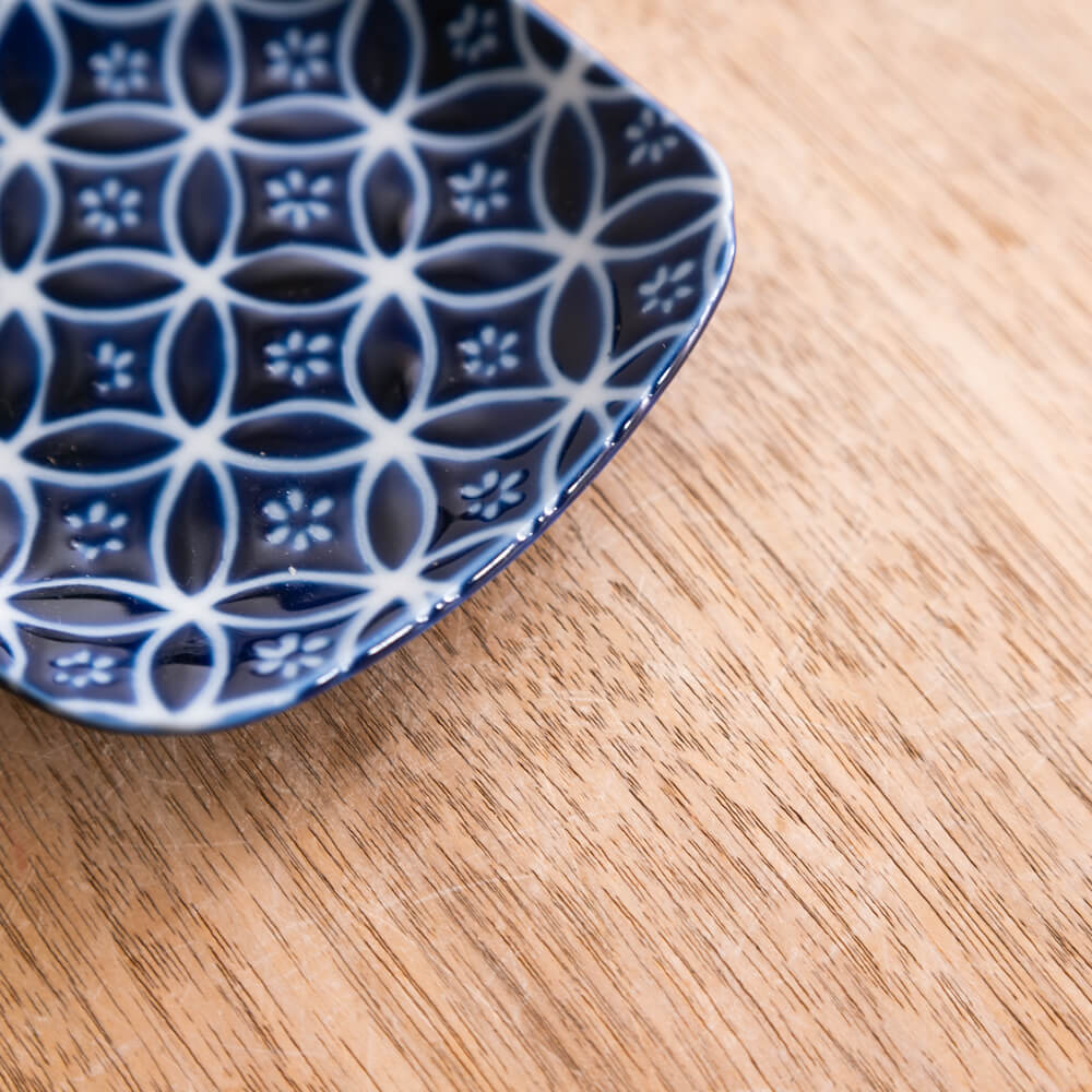 【WEB限定】瑠璃小紋 四角3.5皿 (七宝) -器市-