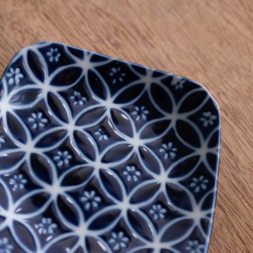 【WEB限定】瑠璃小紋 四角3.5皿 (七宝) -器市-