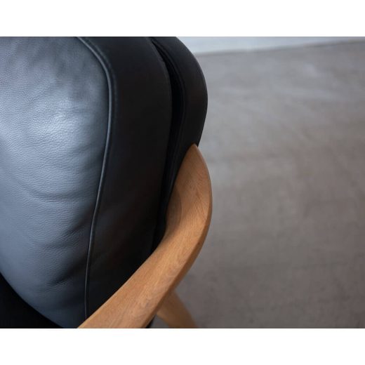 ［現品SALE］BRIDGE ソファ 1S [NA] 座面:R2ブラック(革) ホワイトオーク無垢材 / オイル塗装