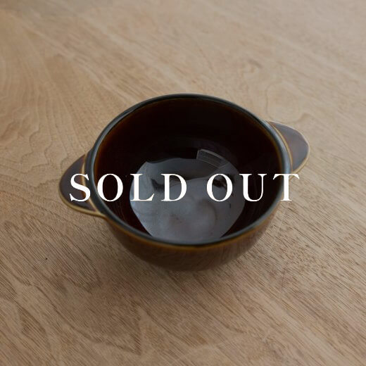 アウトレット食器(器市)の耳付グラタンポット (釉アメ) 売り切れ