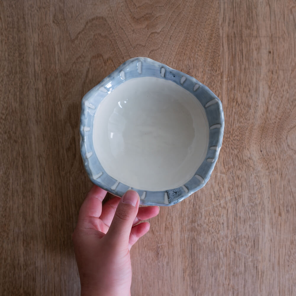 【WEB限定】リム青十草 変形小鉢 -器市-