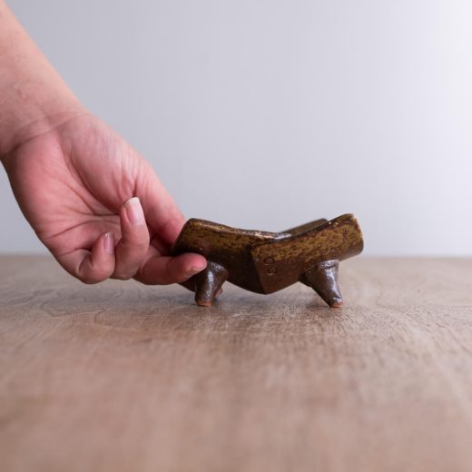 【WEB限定】備前 茶 脚付角小鉢 -器市-