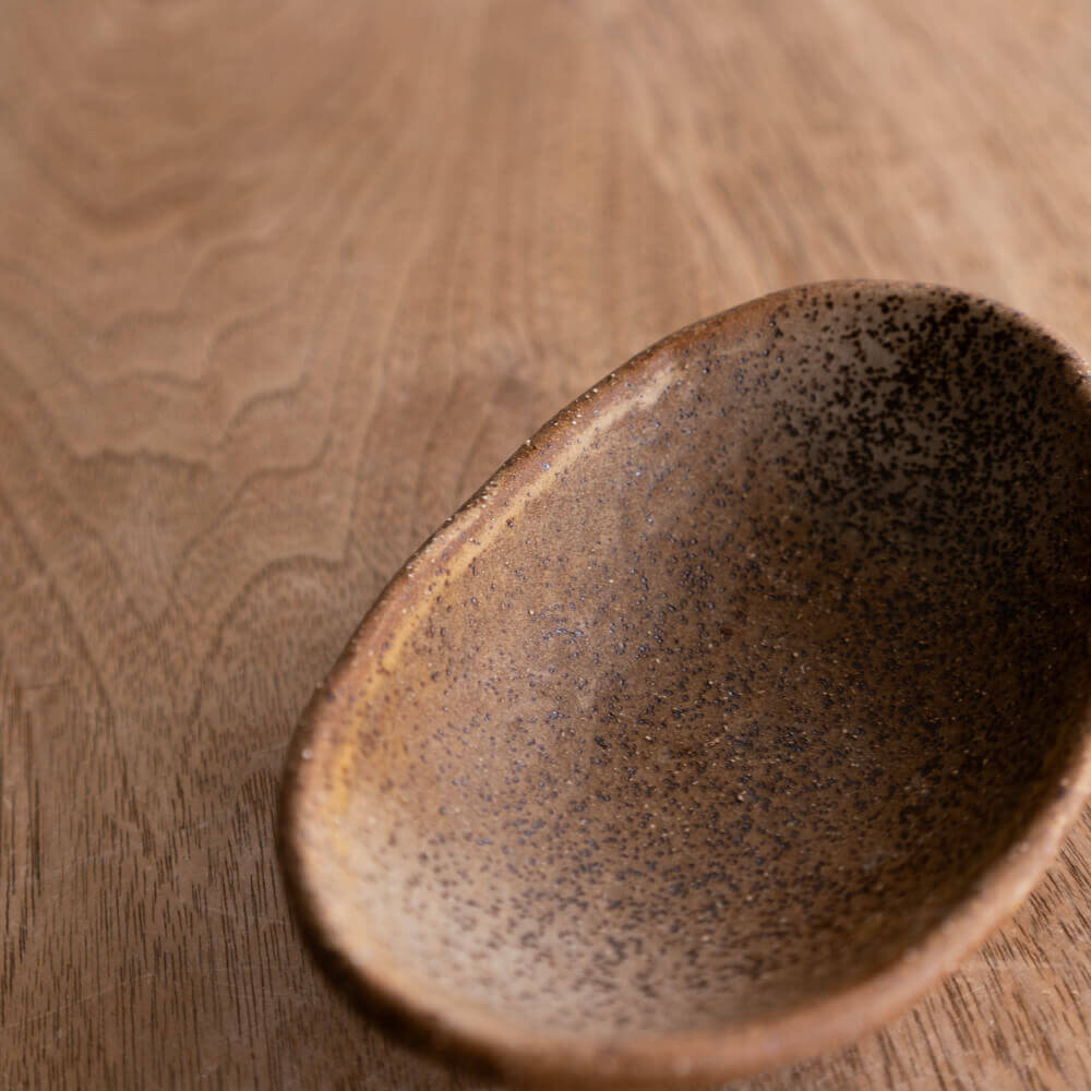 【WEB限定】砂目 茶 楕円小鉢 -器市-