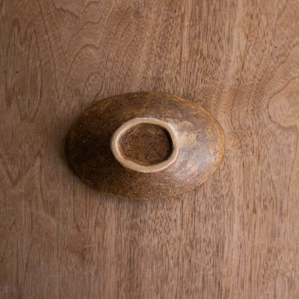 【WEB限定】砂目 茶 楕円小鉢 -器市-