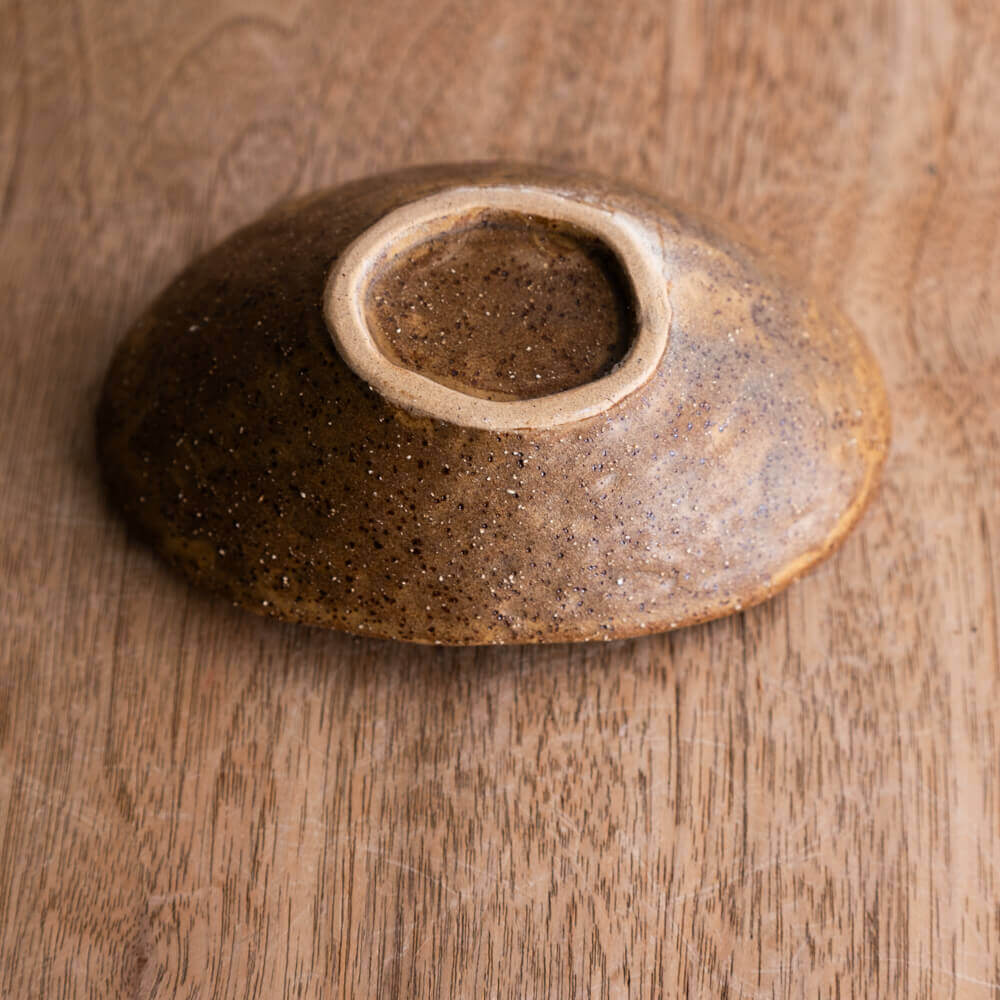 【WEB限定】砂目 茶 楕円小鉢 -器市-