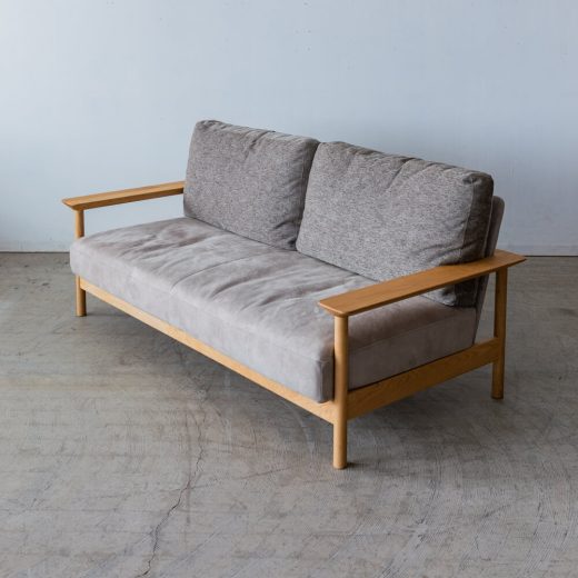 ［飛騨産業アウトレット］KURINOKI 2.5PソファHX120 クリ材NY色(Cランク)背リヒトGR本体ガウチョLGR