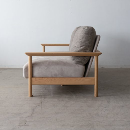 ［飛騨産業アウトレット］KURINOKI 2.5PソファHX120 クリ材NY色(Cランク)背リヒトGR本体ガウチョLGR