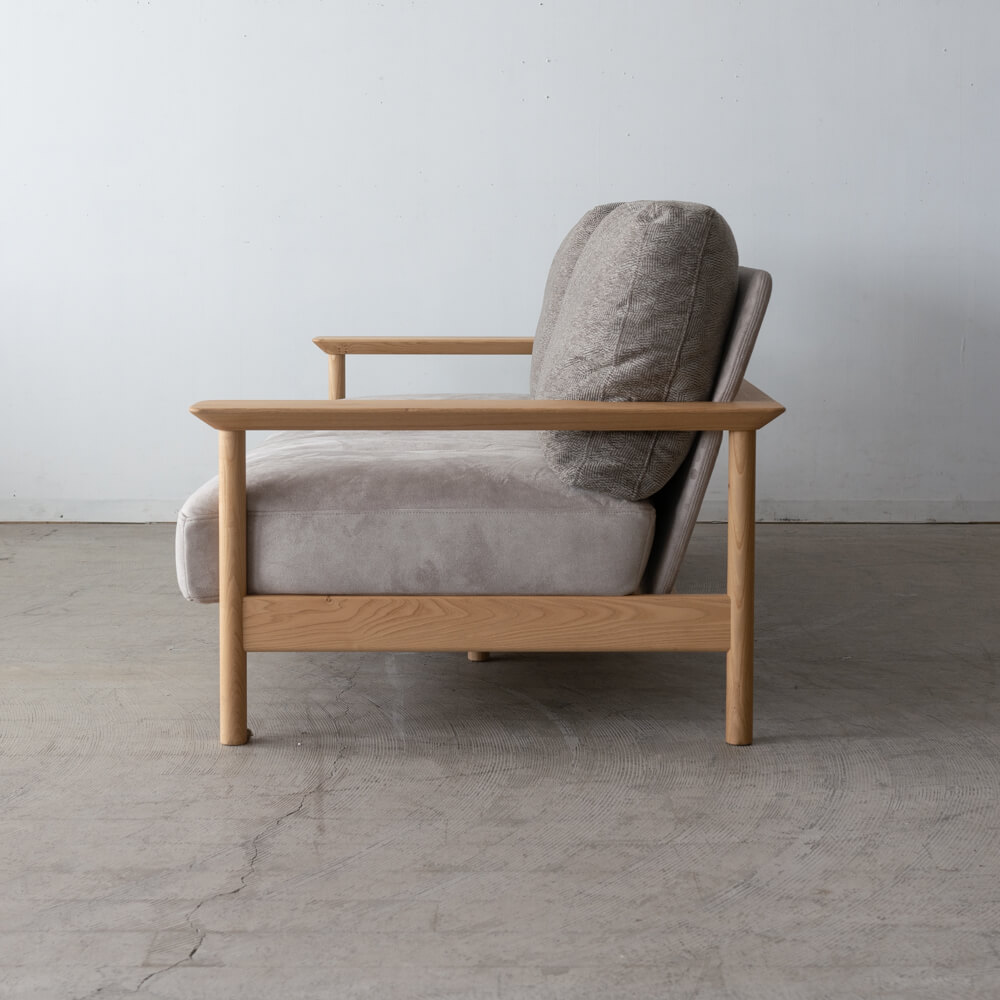 ［飛騨産業アウトレット］KURINOKI 2.5PソファHX120 クリ材NY色(Cランク)背リヒトGR本体ガウチョLGR