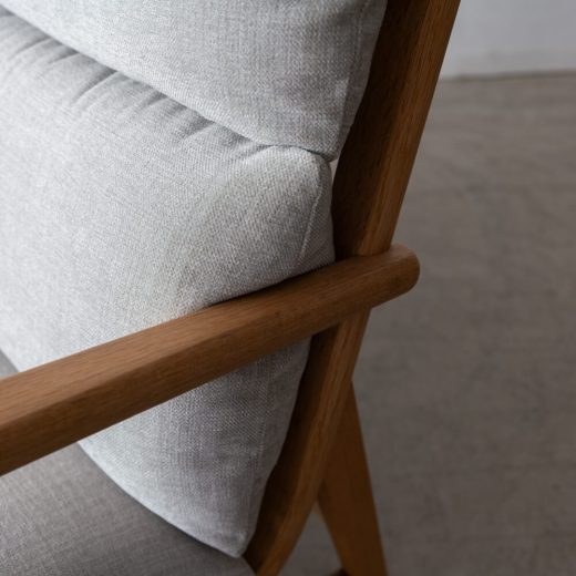 ［飛騨産業アウトレット］リビングチェア L-Chair / SD16LN（左肘）・SD16RN（右肘）オーク材オイル仕上げ Eランク テソドLGR