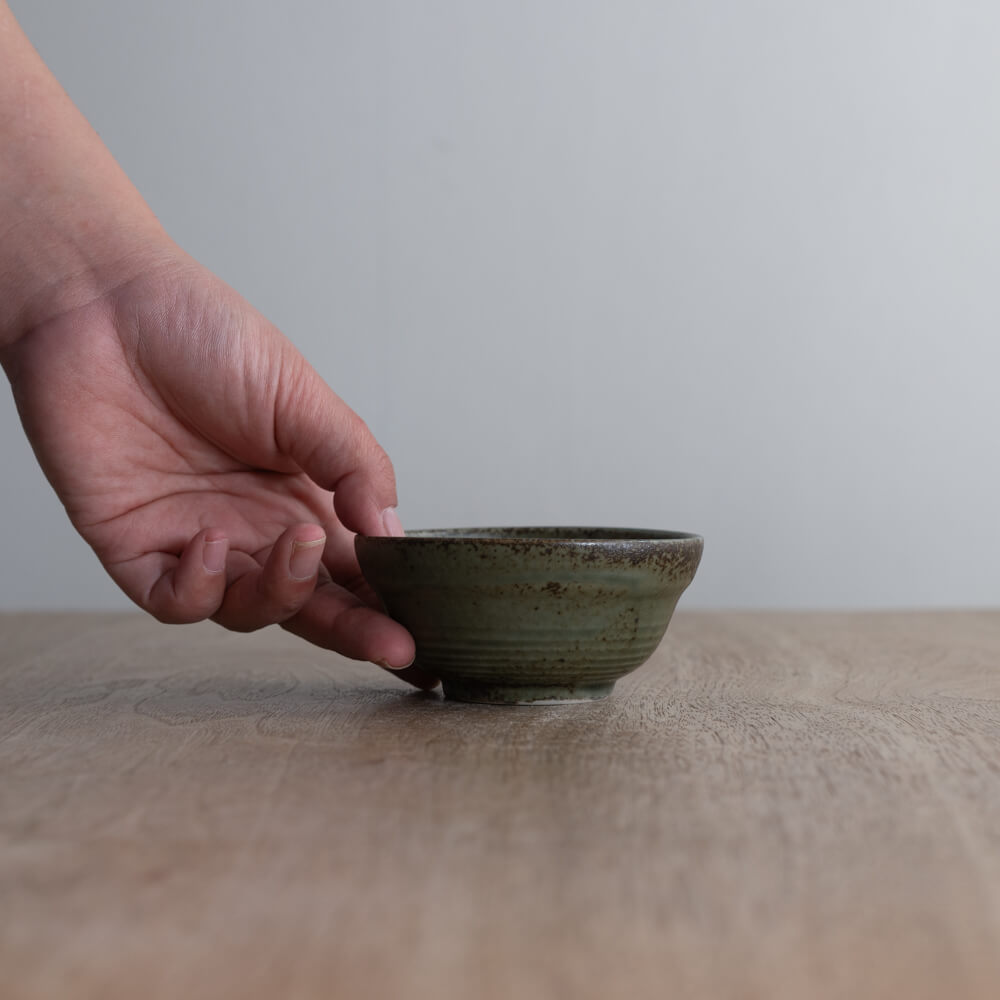 【WEB】撥水十草だるま小鉢 (小) オリーブ -器市-