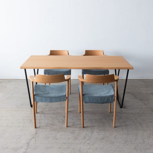 ［シラカワ家具アウトレット］ダイニング4点セット 人口耳付きテーブル＋chardin S-R125A 布C / アマラルLB レッドオーク材NC色