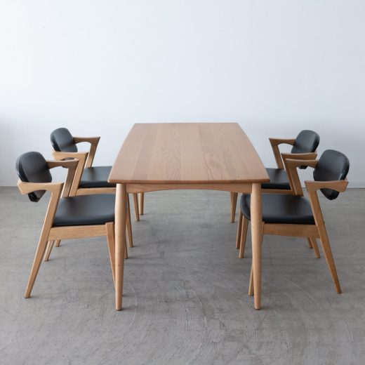 ダイニング5点セット レッドオーク材 / ウレタン AKI150（20）NA＋チェア フェイク NA×4