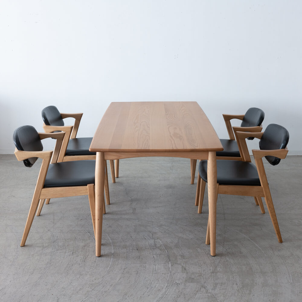 ダイニング5点セット レッドオーク材 / ウレタン AKI150(20)NA+チェア フェイク NA×4