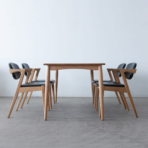 ダイニング5点セット レッドオーク材 / ウレタン AKI150（20）NA＋チェア フェイク NA×4