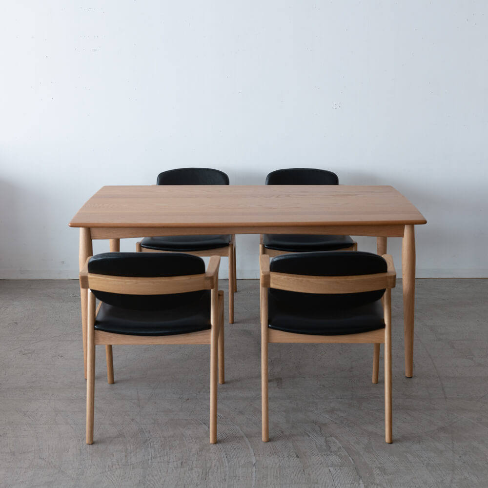 ダイニング5点セット レッドオーク材 / ウレタン AKI150(20)NA+チェア フェイク NA×4