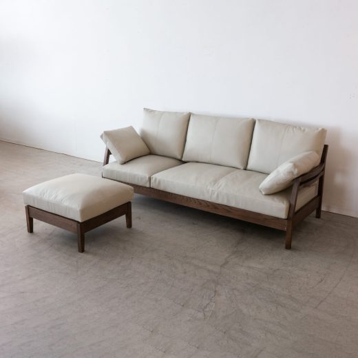 ［廃盤SALE］カウチソファ ソネット オーク材 / オイルBR 本革910