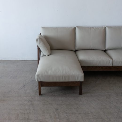 ［廃盤SALE］カウチソファ ソネット オーク材 / オイルBR 本革910