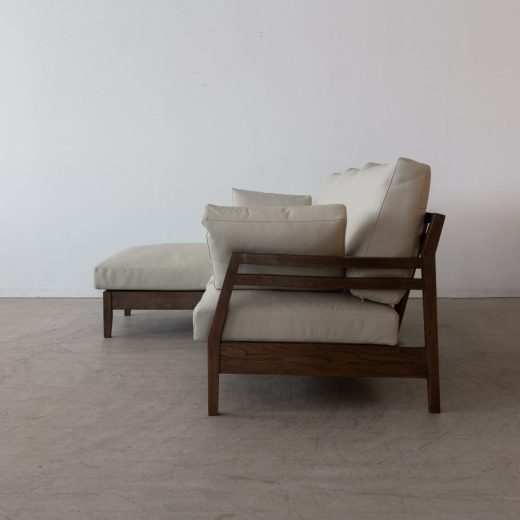 ［廃盤SALE］カウチソファ ソネット オーク材 / オイルBR 本革910