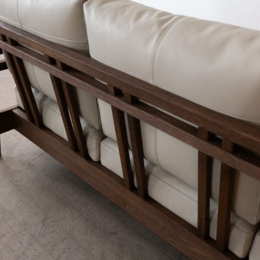 ［廃盤SALE］カウチソファ ソネット オーク材 / オイルBR 本革910