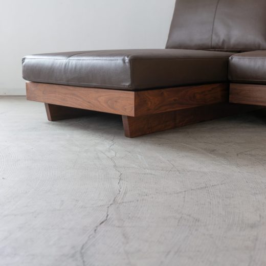 ［現品SALE］アームレスソファRIAM 140 BB +カウチ80 B ウォールナット材/オイル 本革