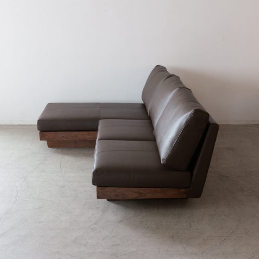 ［現品SALE］アームレスソファRIAM 140 BB +カウチ80 B ウォールナット材/オイル 本革