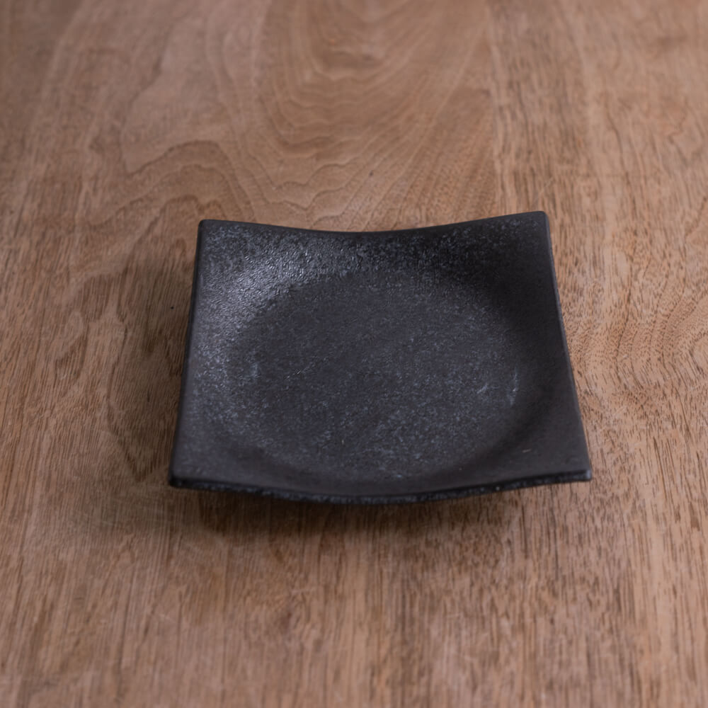 炭曜変 手引き正角4.5皿 -器市-