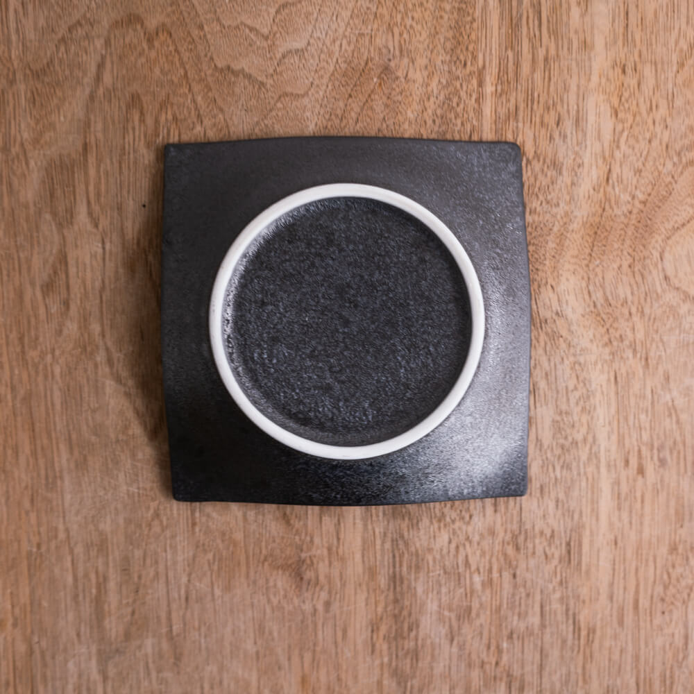 炭曜変 手引き正角4.5皿 -器市-