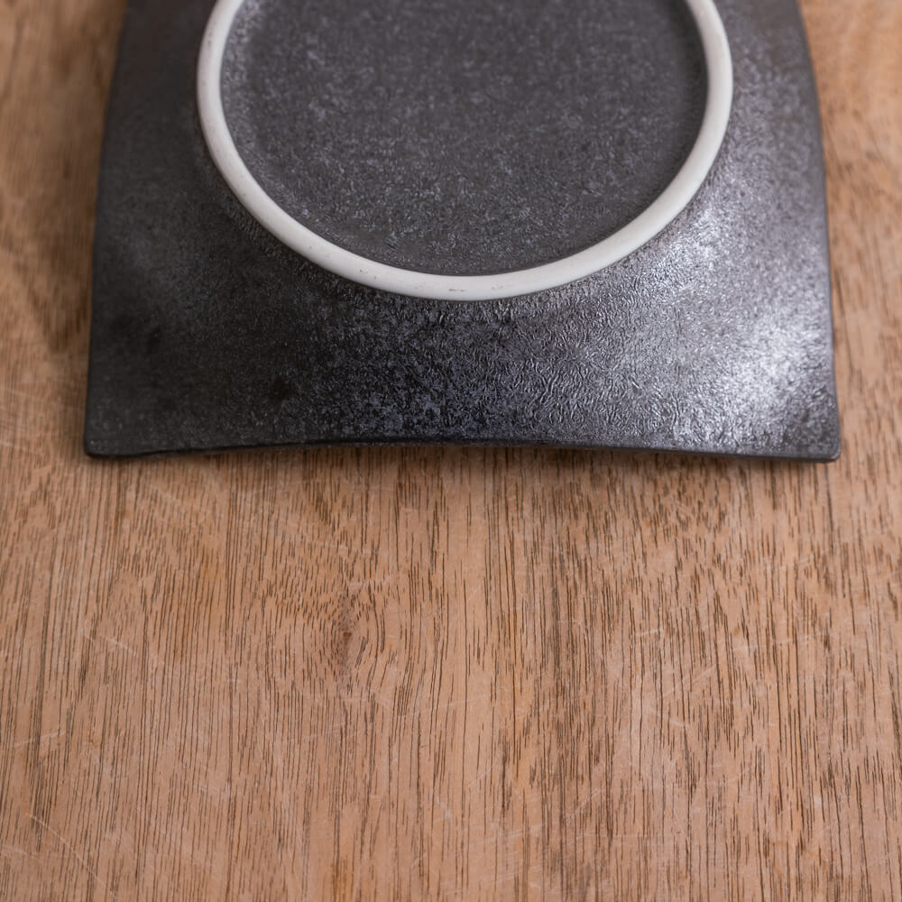 炭曜変 手引き正角4.5皿 -器市-