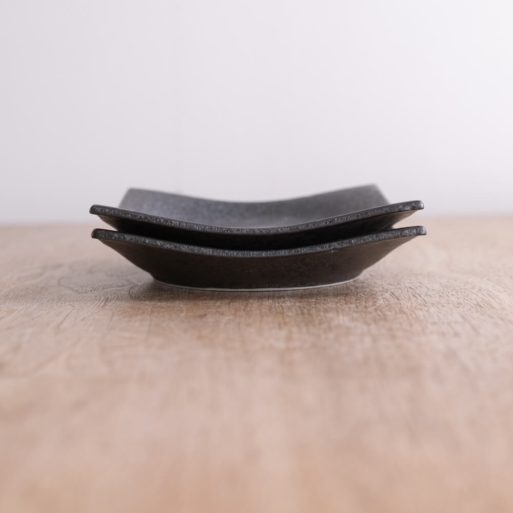 炭曜変 手引き正角4.5皿 -器市-