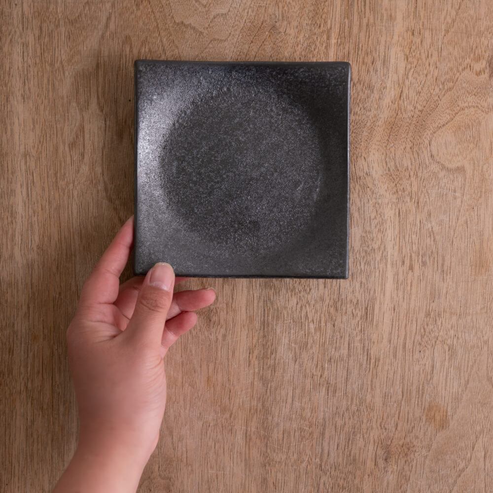 炭曜変 手引き正角4.5皿 -器市-