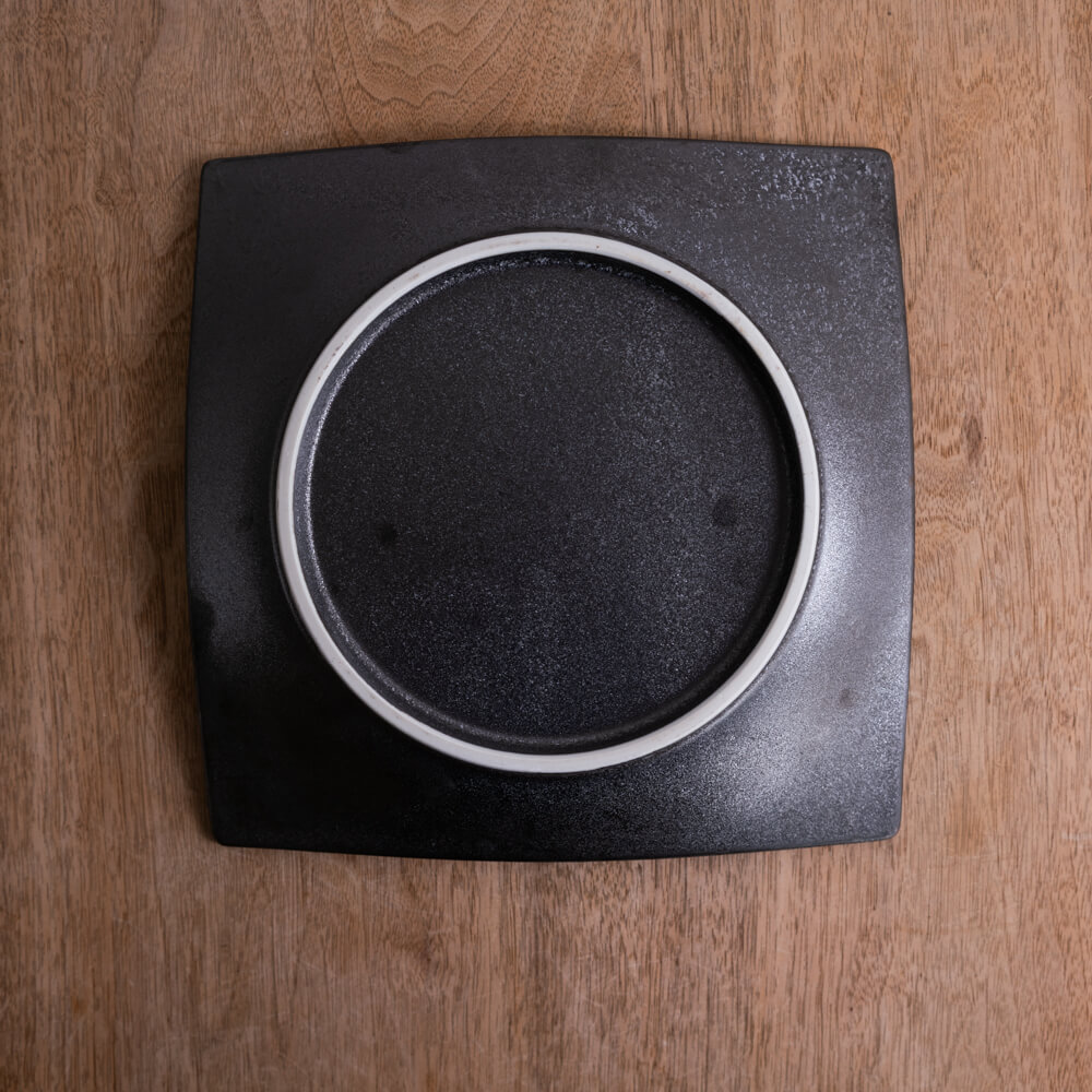 【WEB限定】炭曜変 手引き正角7.5皿 -器市-