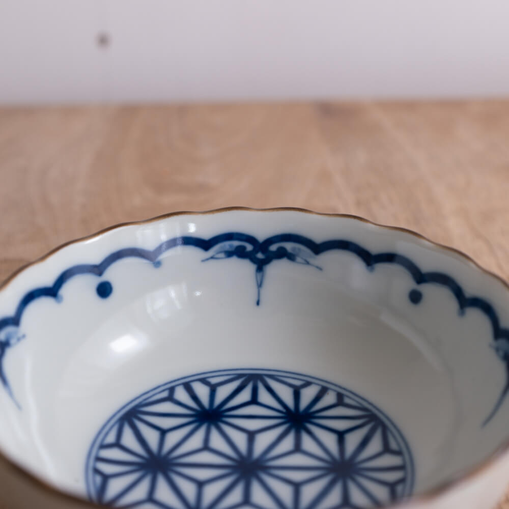 【WEB限定】吉祥小紋 麻の葉 菊割4.5鉢 -器市-