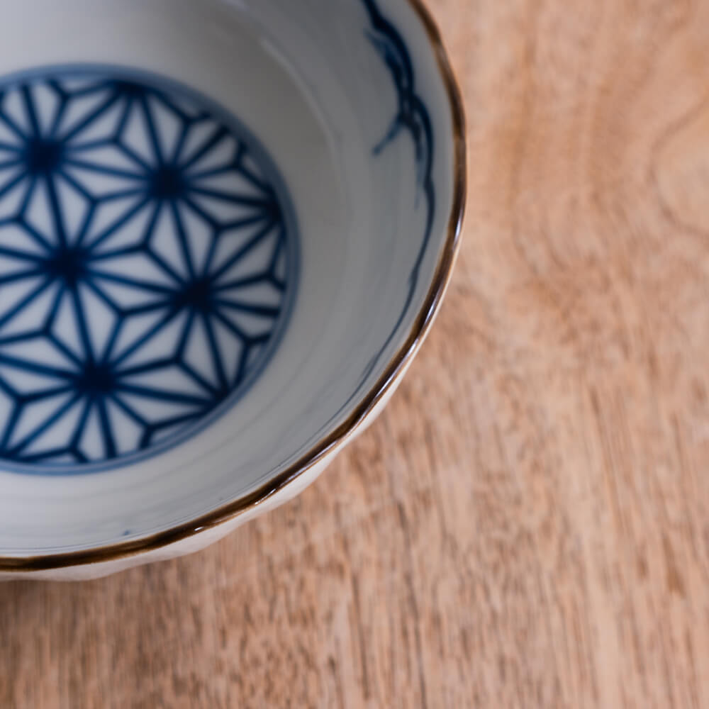 【WEB限定】吉祥小紋 麻の葉 菊割4.5鉢 -器市-