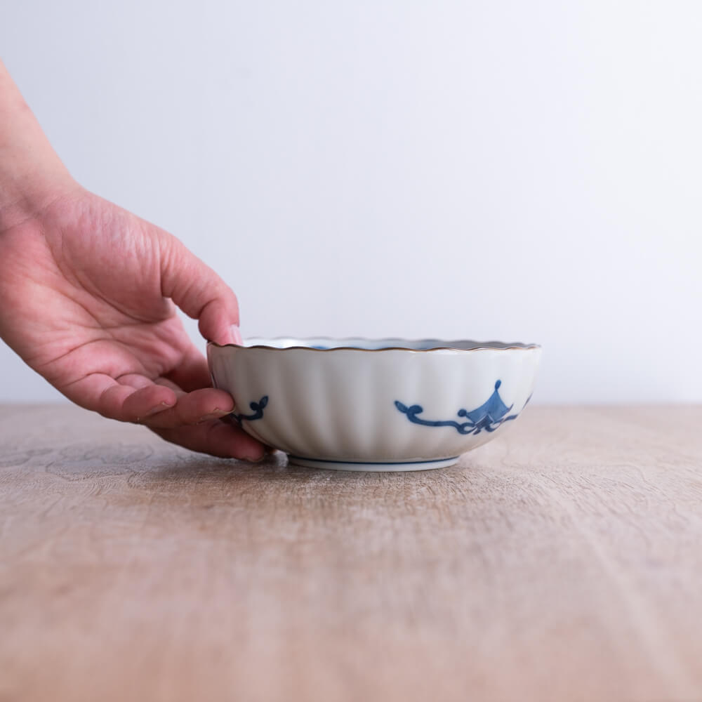 【WEB限定】吉祥小紋 麻の葉 菊割4.5鉢 -器市-