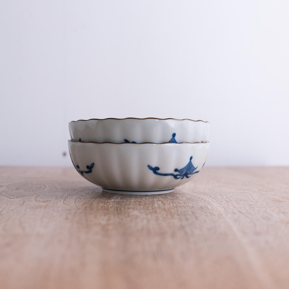 【WEB限定】吉祥小紋 麻の葉 菊割4.5鉢 -器市-