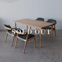 アウトレット家具のダイニング5点セット レッドオーク材 - ウレタン AKI150(20)NA+チェア フェイク NA×4売り切れ