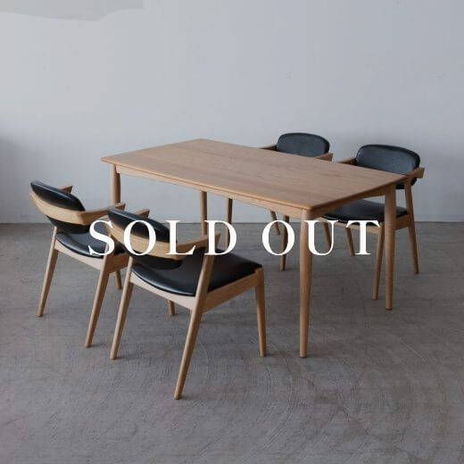 アウトレット家具のダイニング5点セット レッドオーク材 - ウレタン AKI150（20）NA＋チェア フェイク NA×4売り切れ