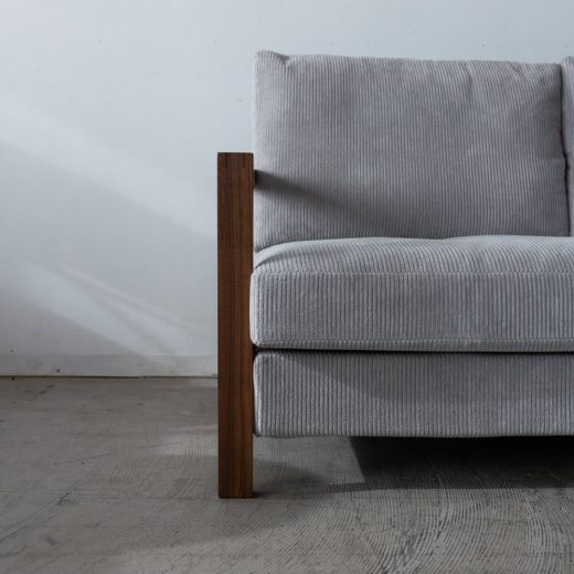 ［現品SALE］3Pカウチソファ ローゼ  210BBB ウォールナット/オイル 張地ウネ グレー