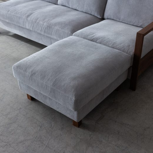 ［現品SALE］3Pカウチソファ ローゼ  210BBB ウォールナット/オイル 張地ウネ グレー