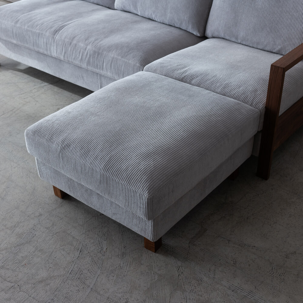 ［現品SALE］3Pカウチソファ ローゼ  210BBB ウォールナット/オイル 張地ウネ グレー