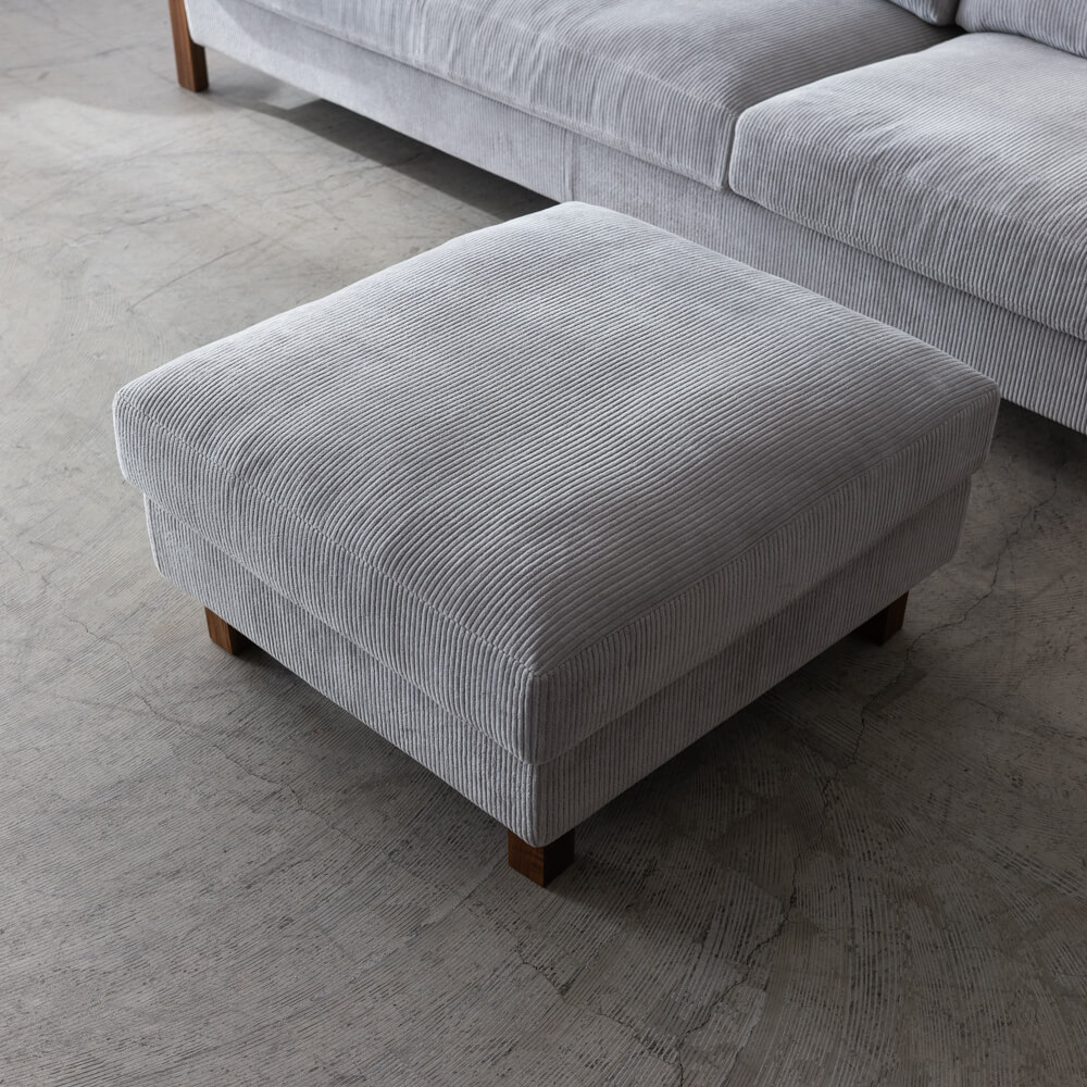 ［現品SALE］3Pカウチソファ ローゼ  210BBB ウォールナット/オイル 張地ウネ グレー