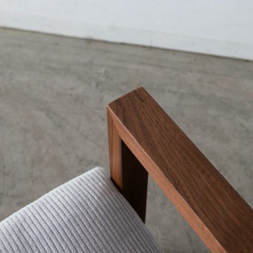 ［現品SALE］3Pカウチソファ ローゼ  210BBB ウォールナット/オイル 張地ウネ グレー