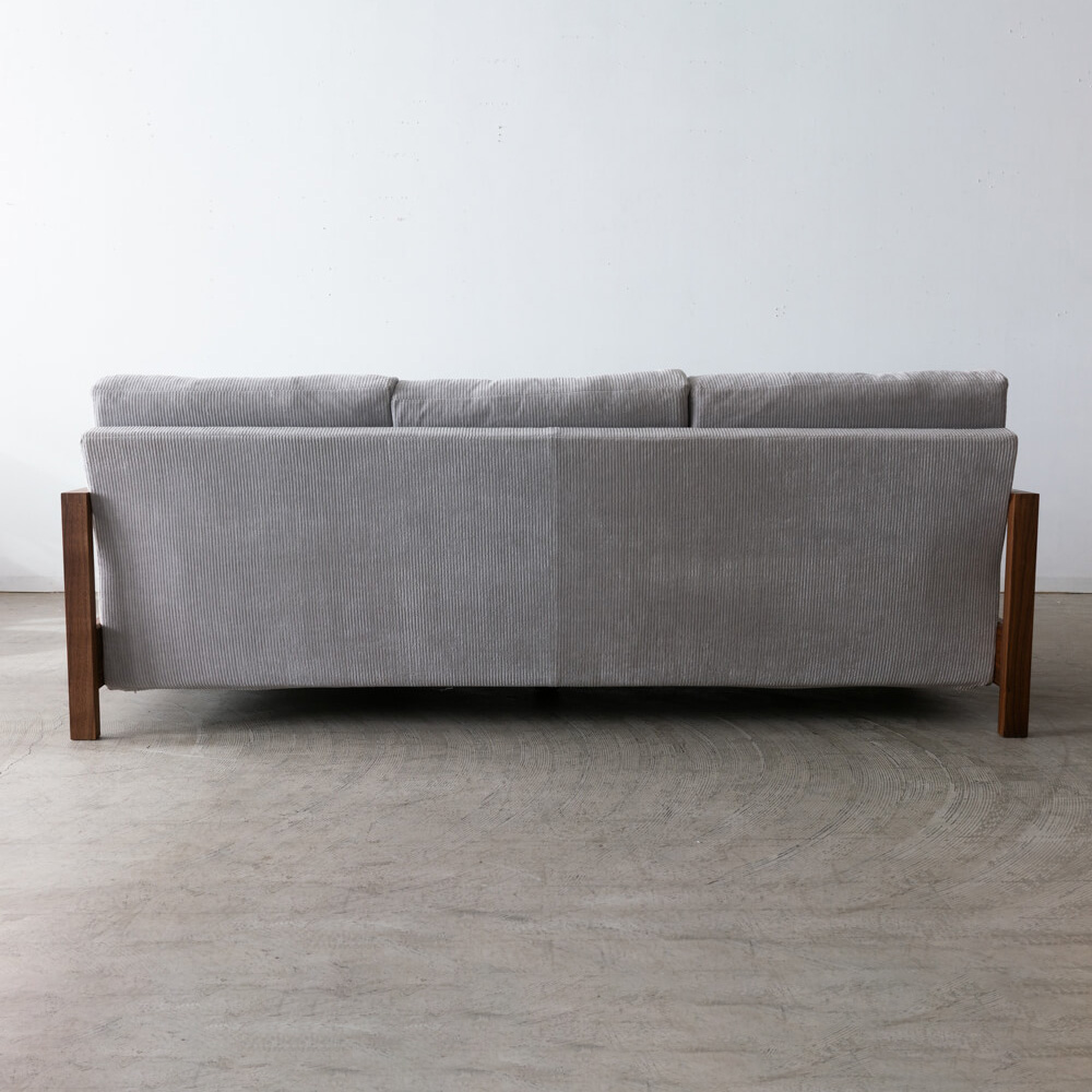 ［現品SALE］3Pカウチソファ ローゼ  210BBB ウォールナット/オイル 張地ウネ グレー