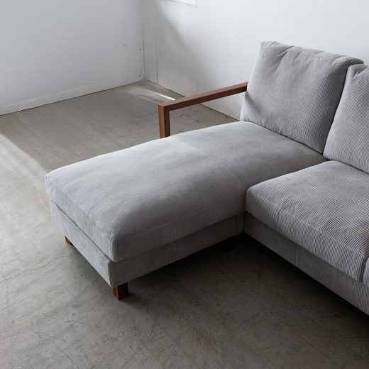 ［現品SALE］3Pカウチソファ ローゼ  210BBB ウォールナット/オイル 張地ウネ グレー