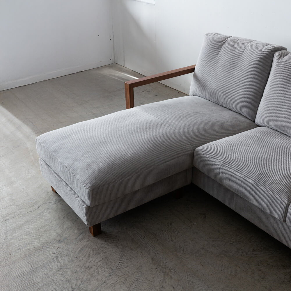 ［現品SALE］3Pカウチソファ ローゼ  210BBB ウォールナット/オイル 張地ウネ グレー