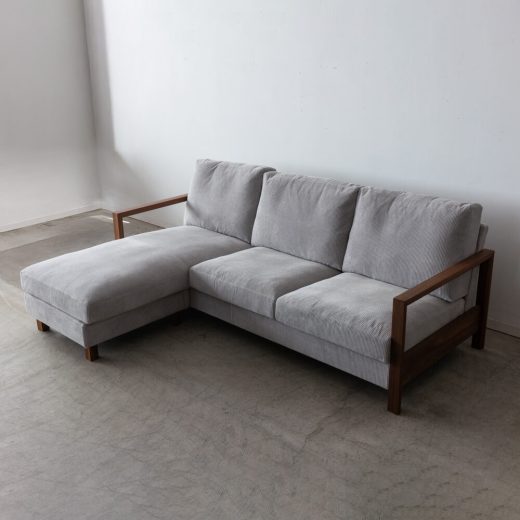 ［現品SALE］3Pカウチソファ ローゼ  210BBB ウォールナット/オイル 張地ウネ グレー