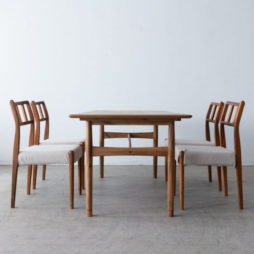 ［数量限定SALE］新品 EDDAダイニング5点セット DT33105Q + チェア 201（チーク・アカシア / オイル）