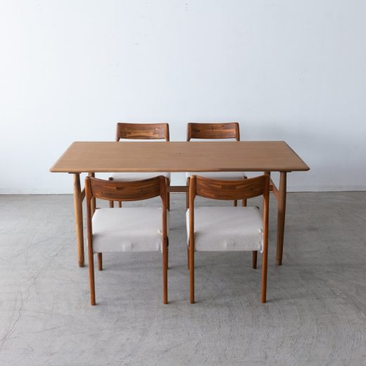 ［数量限定SALE］新品 EDDAダイニング5点セット DT33105Q + チェア DC30101S-EL0E2（チーク・アカシア / オイル）