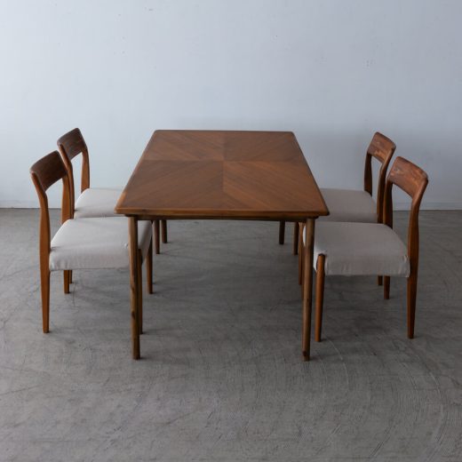 ［数量限定SALE］新品 EDDA × chapter ダイニング5点セット DT31005Q-NM200 + チェア DC30101S-EL0E2（チーク・アカシア / オイル）