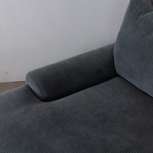 ［現品SALE］マルゴソファ ワンアームカウチ1080（L）＋1890（R）脚BR / 張地ウネ ブルー